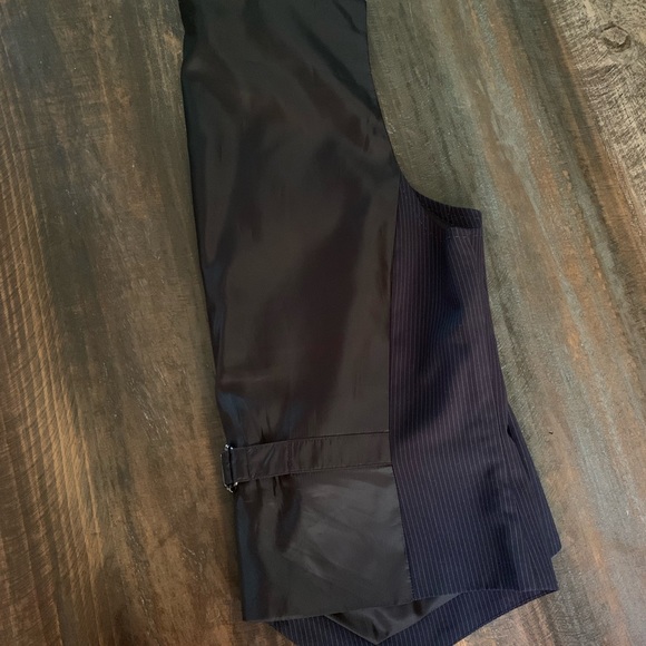 Navy, black, and white pinstripe vest - Picture 3 of 4